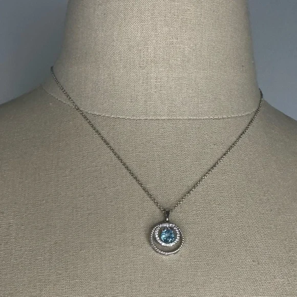 Zales blue and silver round necklace
